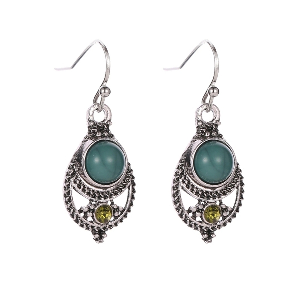 Antique Silver TurquoiseTeardrop Filigree Earrings